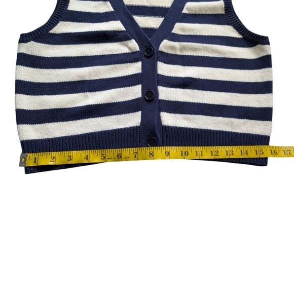 Reformation Zola Sweater Vest Cotton Blue Cream Stripes Buttons Women's Large - Picture 15 of 15